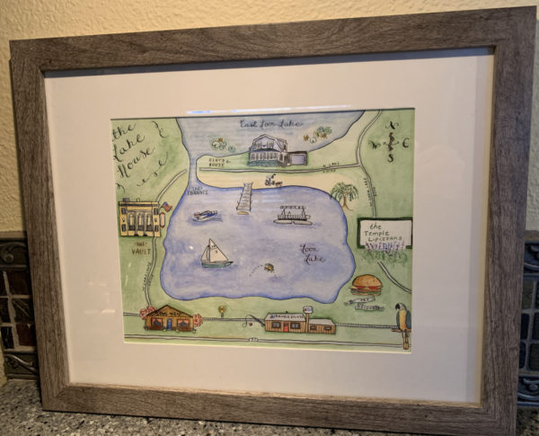 custom lake house map framed