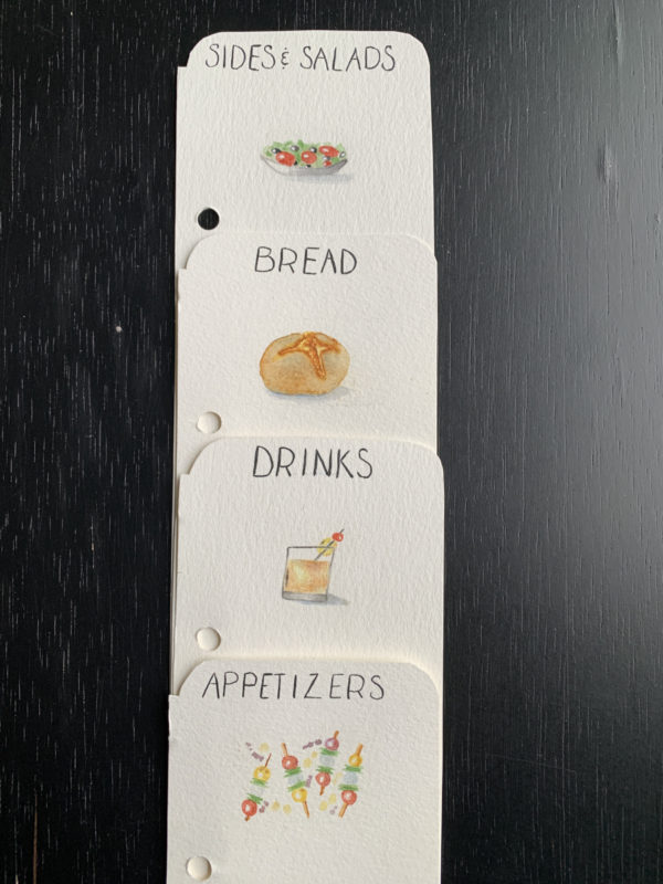 salad bread drinks appetizers recipe dividers