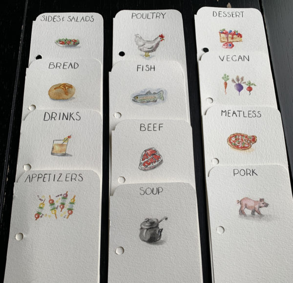 12 watercolor recipe dividers