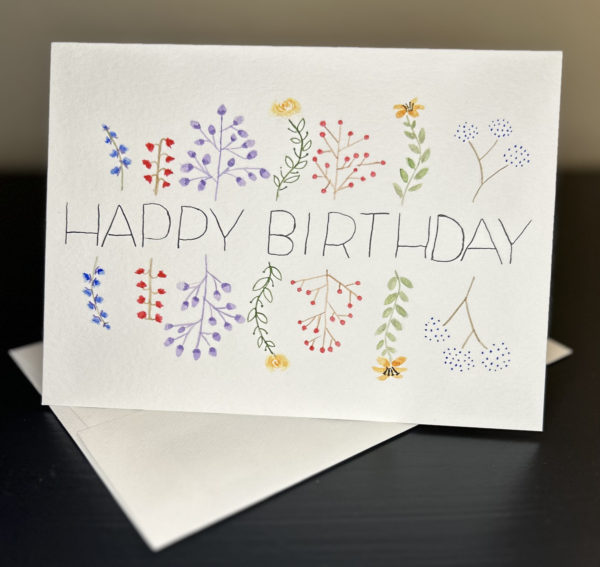 Mirrored flowers happy birthday card