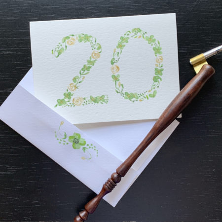 custom green and gold greeting card
