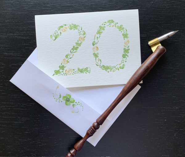 custom green and gold greeting card