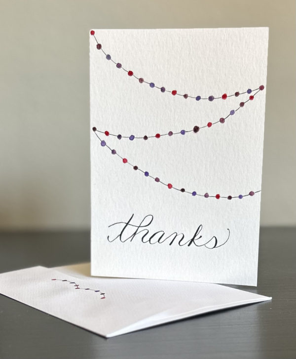 dotted thanks greeting card standing up