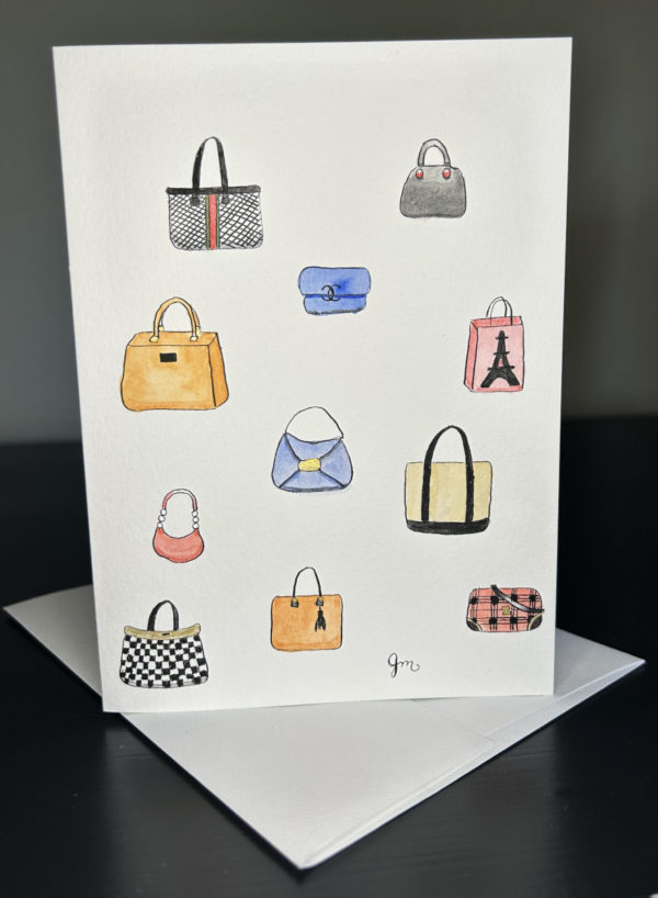 purse greeting card standing up