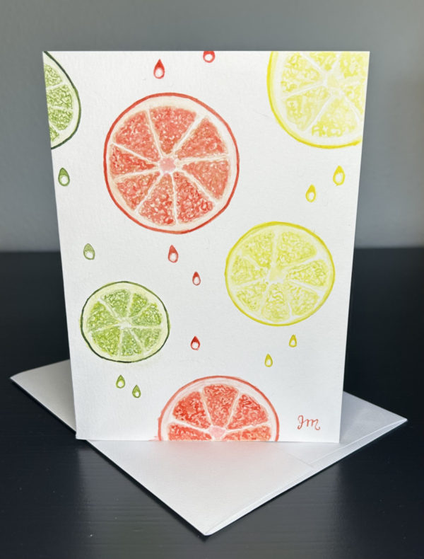 citrus greeting card standing upright