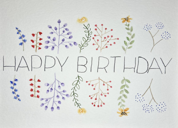 Mirrored flowers happy birthday card