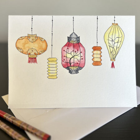 Lighted lanterns card