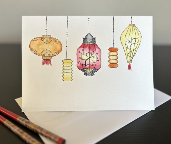 Lighted lanterns card