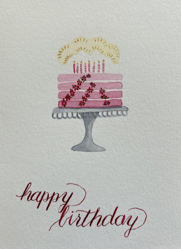 Pink birthday cake card