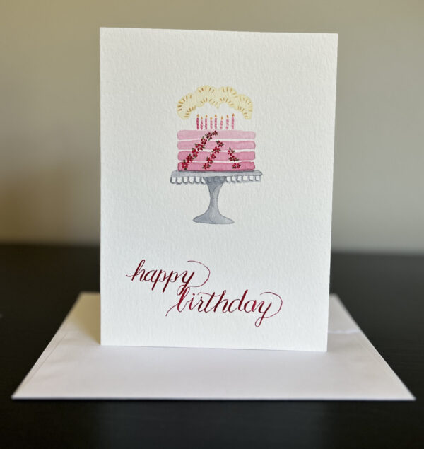 Pink birthday cake card