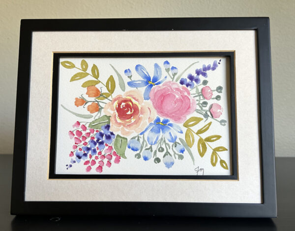 rose peone artwork framed