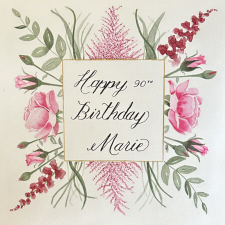 rose snapdragon astilbe custom birthday artwork