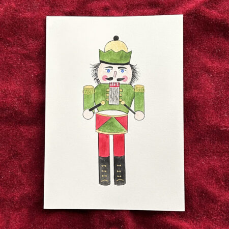 green-watercolor-nutcracker-with-drum-art