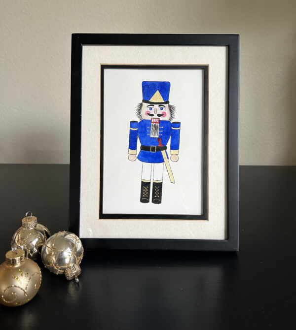 blue-watercolor-nutcracker-with-sword-art-framed